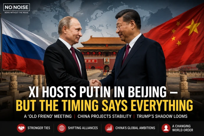 The Beijing meeting between Xi and Putin reflected shifting geopolitical alliances and strategic global positioning. Xi Jinping and Vladimir Putin during a high-level diplomatic meeting in Beijing discussing global alliances and geopolitical strategy.